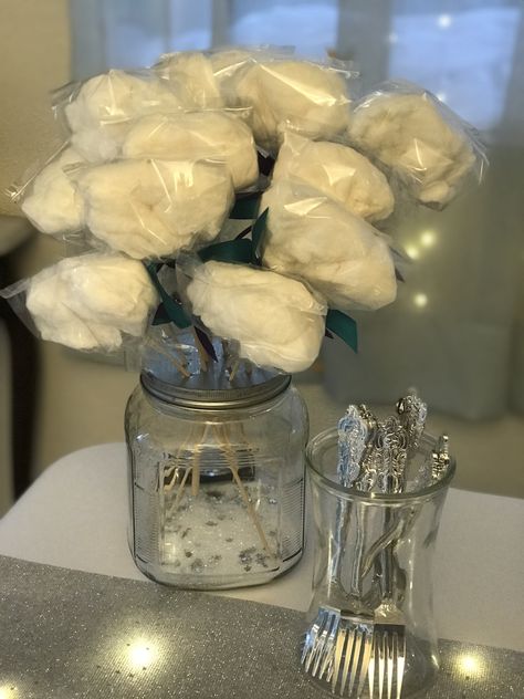 Cloud Candy Table, Cloud Nine Party Food, Cloud Party Favors, What Cloud It Be Gender Reveal, Cloud Gender Reveal Ideas, Quince Snacks, Cloud Dessert Table, Gender Reveal Cotton Candy, Cloud Gender Reveal