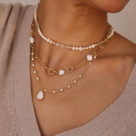 Beaded Pearl Necklace, The Necklace, April 16, Fresh Water, Freshwater Pearls, Gold Filled, Pearl Necklace, Beads, Gold