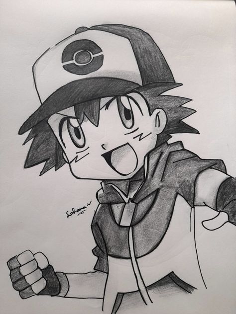 Ash Drawing Pokemon, Ash Sketch, Ash Drawing, Sketches Pencil, Ash Pokemon, Animation Art Sketches, Art Sketches Pencil, Pokemon Drawings, African Fashion Women