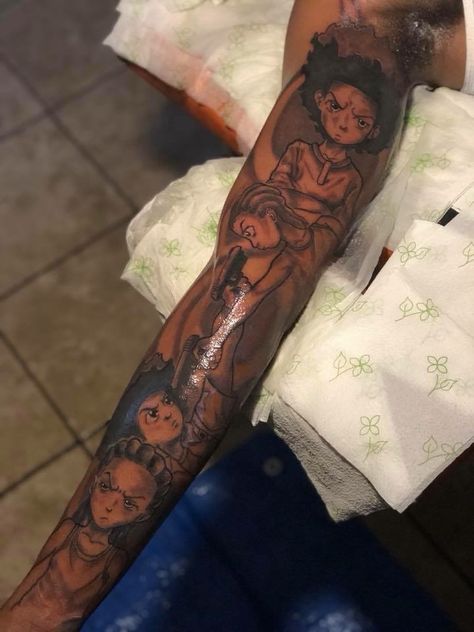 Pinterest: MyiaNayaMyia Boondocks Tattoo, Tattoos For Black Skin, Black Men Fashion Swag, Tattoo Stencil Outline, Different Tattoos, Symbolic Tattoos, Black Men Fashion, Tattoo Stencils, Body Mods