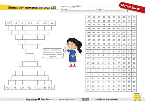 Sumas con números enteros en el PANEL NUMÉRICO Math Lessons, Word Search, Word Search Puzzle