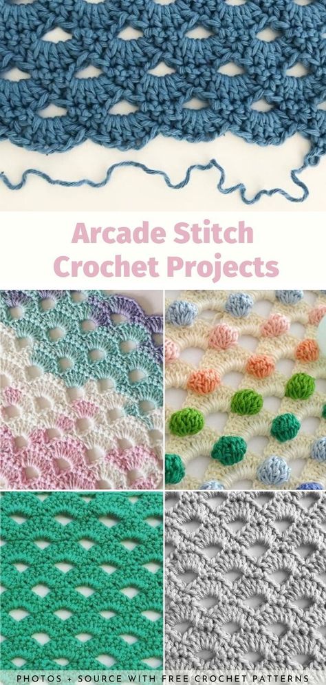 Arcade Stitch Crochet, Arcade Stitch, Crocheted Cow Pattern, Crochet Stitches For Blankets, Crochet Cow, Crochet Blocks, Your Crochet, Stitch Crochet, Shawl Patterns