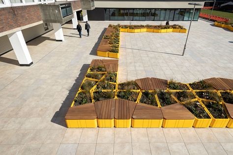 IKEA Hammersmith - roof-top | Furnitubes | Furnitubes Hand Planters, Ikea New, Planter Bench, Curved Bench, Rectangular Planters, Public Seating, Public Realm, Quality Street, Urban Furniture