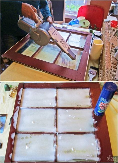 Old Window Makeover With Crackled Paint Finish | How to apply crackle paint | Homemade chalk paint recipe | How to paint a window | How to test for lead | Lead paint test | Turning an old window to picture frame | Before & After | TheNavagePatch.com Window Picture Frame Diy, Window Makeover, Crackled Paint, Old Window Decor, Diy Chalk Paint Recipe, Window Frame Picture, Old Window Projects, Old Window Frames, Repurposed Windows