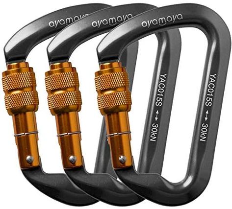 ayamaya 30kn Climbing Carabiner Aluminum Locking Carabiner D Shape Screwgate Carabiner Hook Screw Gate Lock Caribiner Clips Sport Tools Outdoor Gifts for Men Women (Grey) : Sports & Outdoors Outdoor Gifts For Men, Climbing Carabiner, Groove Design, Outdoor Gifts, Climbing Gear, Hanging Bag, The Force, Rock Climbing, Camping Gear