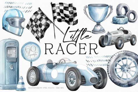 Captivating Creativity: Watercolor Animal Clipart Collection Cars Watercolor, Pompe A Essence, Course Automobile, Car Themes, Vintage Race Car, Create Invitations, Clipart Design, Cute Cars, Vintage Racing