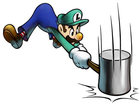 Luigi - Hammer | Mario & Luigi: Superstar Saga Mario And Luigi Rpg, Hammer Drawing, Superstar Saga, Luigi And Daisy, Skull Drawings, Good Animated Movies, Saga Art, Diddy Kong, Mario Y Luigi