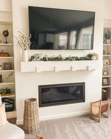 25 Inspired Linear Fireplace Ideas for a Cozy Farmhouse Home Light Gray Flooring Living Room, Linear Fireplace Ideas, Light Grey Carpet, Grey Flooring Living Room, Shiplap Living Room, Light Grey Flooring, Living Room Shelving, Shelving Units Living Room, Brick Fireplace Wall