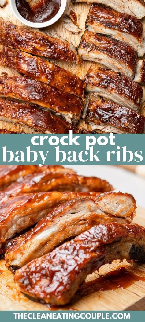 A Crockpot Baby Back Ribs Recipe that is SO easy to make! Learn how to make slow cooker ribs that are delicious and fall off the bone tender! Ribs In Crock Pot Recipe, Slow Cooker Bbq Ribs Recipe, Crockpot Pork Loin Ribs Recipes, Crockpot Ladies Slow Cooker, Pork Loin Baby Back Ribs Crockpot, Best Ribs Recipe Crockpot, Rib Recipes In Crockpot, Fall Off The Bone Ribs Crockpot, Best Slow Cooker Ribs