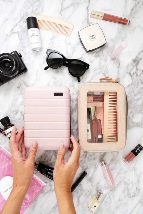 Away Travel Mini Cases Are Back! - The Beauty Look Book Organization Checklist, Checklist Travel, Amazon Makeup, Accessories Organization, Airplane Car, Desain Pantry, Leather Zip Pouch, Travel Bag Essentials, Essentials Aesthetic