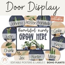 Minds Grow Here Classroom Door, Plant Boho Classroom, Nature Classroom Door Ideas, Watch Us Grow Bulletin Board, Boho Classroom Door, Plant Themed Classroom, Eucalyptus Classroom, Rustic Classroom Decor, 2023 Classroom