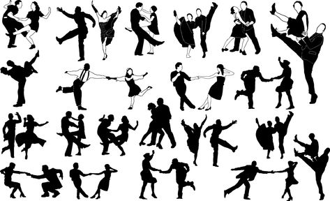 Swing dancers silhouettes #couple #dance #dancer #Fun #Happy #Jazz #Party #Retro #Rock #swing #Swingdancers #music #people Swing Dance Moves, That's Life Frank Sinatra, Rock And Roll Dance, Jazz Party, Logo Software, Dance Silhouette, Couple Dance, Dancer Silhouette, House Silhouette