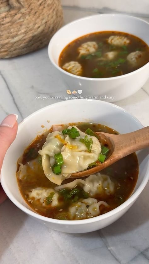 Spicy Wonton Soup 🍲 Soup is all I’m craving in this stormy weather 🌧️ It doesn’t get easier than using frozen wontons 😭 I used the mini… | Instagram Trader Joe Wonton Recipes, Spicy Wonton Soup, Frozen Wontons, 10 Minute Meals, Chili Garlic Paste, Chicken Wontons, Wonton Recipes, Trader Joes Recipes, Wontons