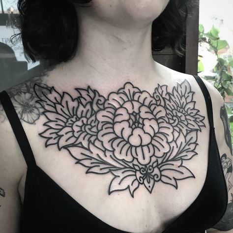 Tattoo Under Chest, Traditional Chest Tattoo, Dahlia Tattoo, Berlin Tattoo, Bone Tattoo, Throat Tattoo, Occult Tattoo, Men Tattoos Arm Sleeve, Tattoo Instagram