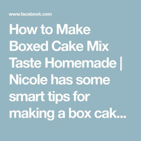 How to Make Boxed Cake Mix Taste Homemade | Nicole has some smart tips for making a box cake mix taste homemade. See if she can fool our professional tasters with her jazzed-up boxed cake! GET HER... | By MyRecipes | - I'm gonna show you 11 tricks to make your box cake mix taste homemade. At the end, we'll see if professional tasters can tell the difference between a homemade cake and box cake mix. But first, if you haven't subscribed to this channel, do so right now and click the bell so you never miss one of these exciting videos. (lively music) When you start with a box cake mix, you usually have to add oil, eggs and water. Those are our first three. Number one, in place of water, use milk. This is going to add some richness and just make it a little more moist. Number two, instead of o Betty Crocker Carrot Cake, Boxed Cake Mix Taste Homemade, Box Cake Mix Taste Homemade, Cake Mix Taste Homemade, How To Dr, Box Hacks, Cafeteria Food, Moist Carrot Cakes, Cake Hacks