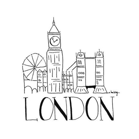 City Sketch, London Skyline, The London, White Background, Sketch, London, Black And White, Wall, White