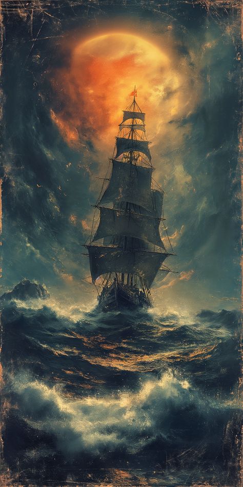 Latest creative vision presented by ThetaCursed, License: CC BY-NC 4.0 Ship In The Ocean, Lighthouse Wallpaper, Pirate Ship Art, Easy Bar, Fantasy Cottage, Story Backgrounds, Sea Background, Sky Art Painting, Military Tattoos