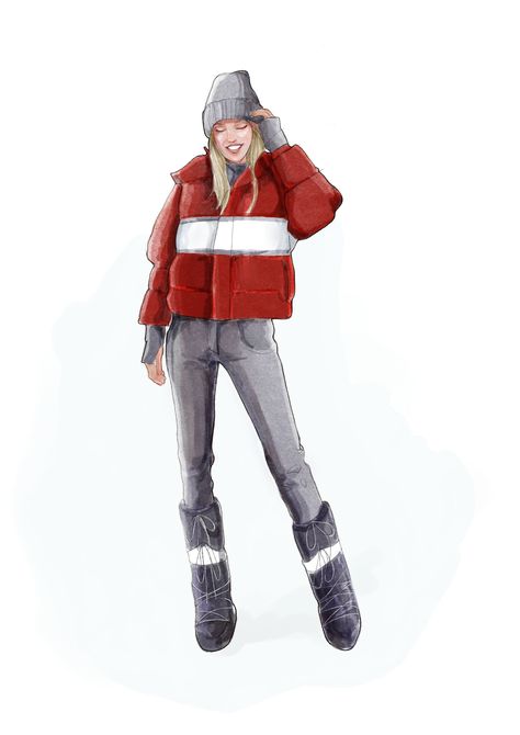 Winter Wear Illustration Fashion, Winter Outfit Sketch, Winter Wear Illustration Sketch, Winter Wear Illustration, Winter Outfit Drawing, Winter Fashion Illustration, Leather Illustration, Houndstooth Skirt Outfit, Winter Costume