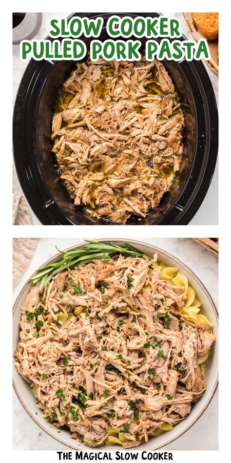 Slow Cooker Pulled Pork Pasta Pulled Pork Pasta Recipes, Pork Pasta Recipes, Pulled Pork Pasta, Tender Pork Loin, Crockpot Pork Loin, Pork Pasta, Slow Cooker Pasta Recipes, Slow Cooker Pasta, Slow Cooker Pulled Pork