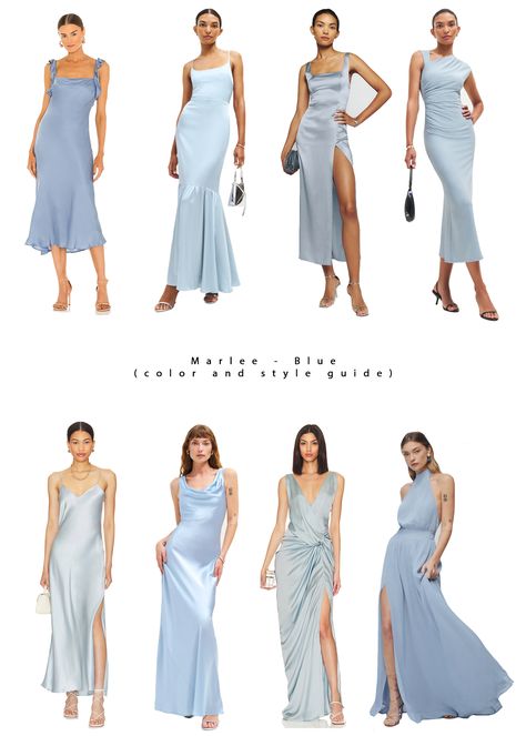 Wedding Guest Outfit Pastel Color, Pastel Dress Outfit Wedding, Pastel Dress Outfit, Wedding Guest Dress Inspiration, Periwinkle Wedding, Cocktail Dress Code, Blue Dress Outfits, Pastel Bridesmaid Dresses, Dress Code Wedding