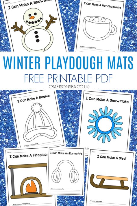 Preschool Winter Free Printables, Winter Pattern Block Mats Free, Winter Art Center Preschool, Winter Playdough Mats Free Printables, Snowflake Playdough Mats, Winter Lacing Cards Printable Free, Winter Theme Preschool Activities Free Printables, Winter Themed Games For Kids, Winter Printables Free Preschool