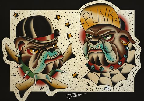 Bulldog Traditional Tattoo Flash, Bulldog Traditional Tattoo, Traditional Bulldog Tattoo, Traditional Tattoo Inspiration, Punk Tattoo, Bulldog Tattoo, Traditional Tattoo Sleeve, Traditional Flash, Tattoo Traditional