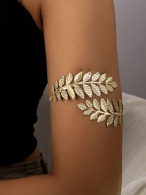 Yellow Gold  Collar  Iron  Arm Cuff Embellished   Women's Fashion Jewelry Arm Band Aesthetic, Wedding Arm Jewelry, Arm Cuffs Aesthetic, Golden Arm Cuff, Gold Upper Arm Cuff, Arm Cuff Jewelry Gold, Gold Arm Jewelry, Arm Cuffs Jewelry, Arm Jewellery