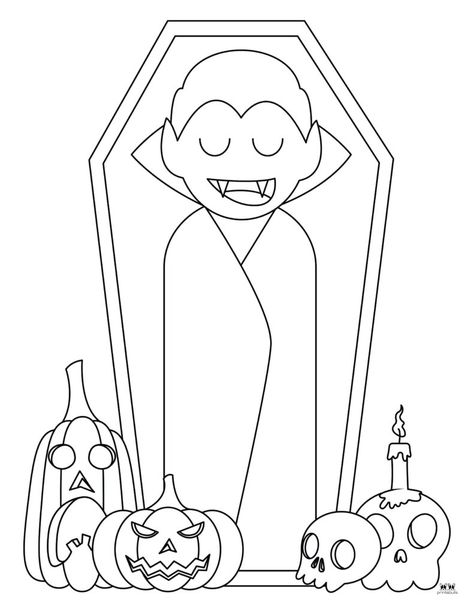 Print from 26 unique vampire coloring pages and outlines for some spooky, but not too spooky, Halloween fun for the little ones. 100% FREE! Vampire Coloring Pages, Halloween Coloring Pages, Halloween Deco, Halloween Coloring, Hallows Eve, Colouring Pages, Spooky Halloween, Fun Things, Halloween Fun