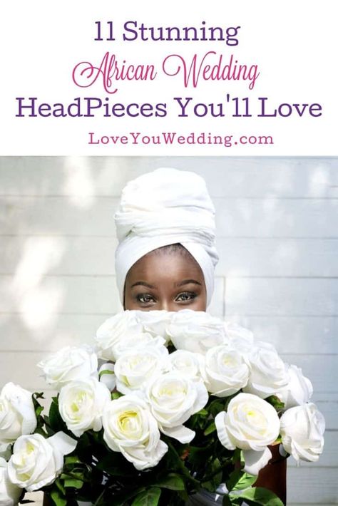 From intricately beaded styles to flowing head wraps, discover unique and beautiful African wedding headpieces to complete your bridal look. Wedding Head Wrap, Flower Girl Wedding Hair, Wedding Hairstyles For Girls, Black Wedding Hairstyles, Beaded Crown, Wedding Headpieces, African Bride, Gold Wedding Dress, Head Wrap Styles