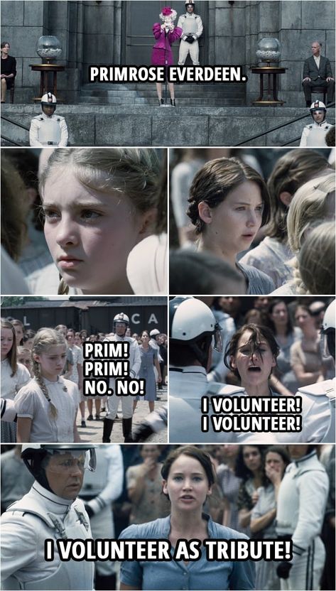 20+ Best 'The Hunger Games (2012)' Quotes | Page 2 of 2 | Scattered Quotes Katniss Everdeen First Movie, Katniss And Primrose, Katniss And Peeta First Movie, Katniss Volunteering, Hungergames Quotes, Prim Hunger Games, Prim Everdeen, Katniss Everdeen Fan Art, Katniss Everdeen Quotes