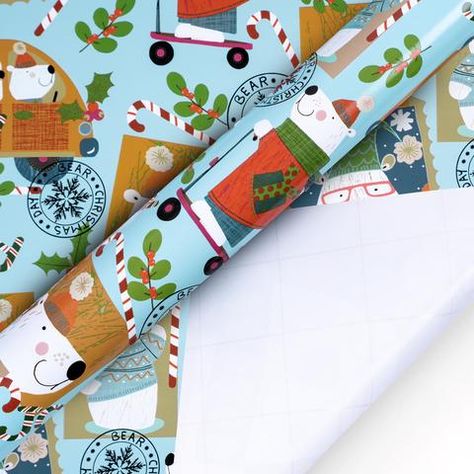 Kids Christmas Wrapping Paper, Christmas Gift Wrapping Paper, Wrapping Paper Rolls, Merry Christmas Funny, Cute Polar Bear, Birthday Gift Wrapping, Deer Pattern, Holiday Gift Wrap, Xmas Holidays