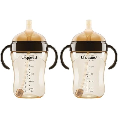 Amazon.com : Thyseed PPSU Weighted Straw Cup with Handles Toddlers Transition Bottles to Sippy Cups No Spill Learner Milk Water Baby Bottle Soft Silicone Spout Dishwasher Safe BPA Free 6+ Months 10oz/300mL 1 Pack : Baby Baby Bottle Set, Breastfed Baby, Sippy Cups, Straw Cup, Baby Bottle, Sippy Cup, Cup With Straw, Baby Bottles, Baby Feeding