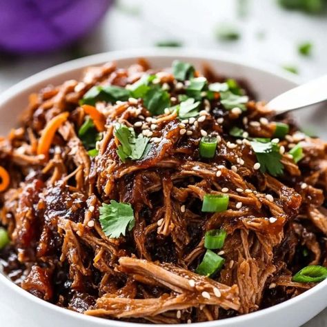 Slow Cooker Asian Pulled Pork - Insanely Good Asian Pork Slow Cooker Recipes, Thai Pork Crockpot, Asian Pork Roast Crock Pots, Asian Pulled Pork Recipes, Asian Pork Crockpot Recipes, Korean Pulled Pork Slow Cooker, Asian Pulled Pork Slow Cooker, Pork Tenderloin Bowl, Slow Cooker Korean Pork