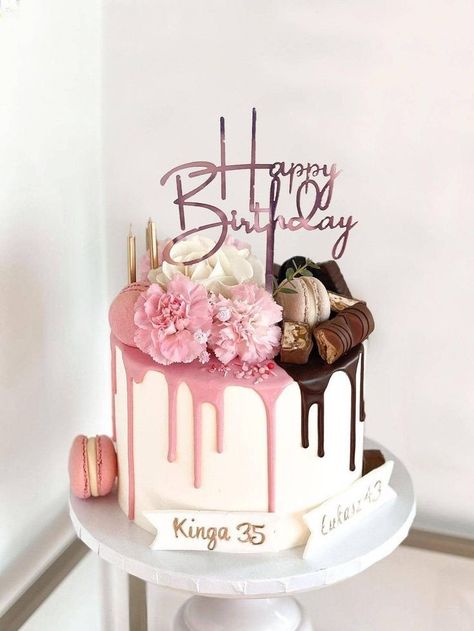 Birthday Cake For Women Simple, Modern Birthday Cakes, Twin Birthday Cakes, Minecraft Birthday Cake, 25th Birthday Cakes, Torte Cupcake, Elegant Birthday Cakes, Berry Cake, Birthday Cakes For Women