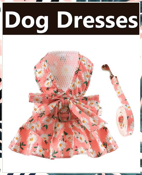 BAEJMJK Dog Dress Bowknot Harness Leash Set for Small Dogs Cats Daisy Floral Girl Dog Dresses Cute Puppy Princess Clothes Pet Girl Dog Clothes, Princess Clothes, Pet Things, Dresses Cute, Daisy Dress, Girl Dog, Dog Dress, Puppy Clothes, Princess Outfits