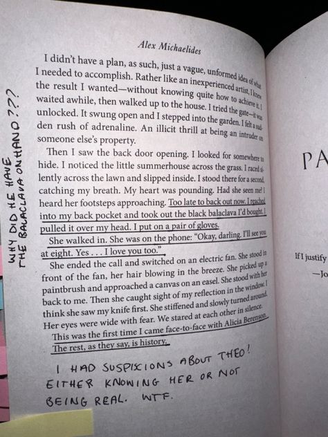 The Silent Patient Annotations, Alex Michaelides, The Silent Patient, Novel Movies, Book Annotation, Quotes From Books, Recommended Books To Read, Recommended Books, All About Books