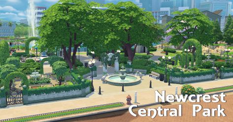 Newcrest Park No CC, Maxis only I have all... - A Sims 4 Blog Lotes The Sims 4, The Sims 4 Lots, Sims 4 Blog, Die Sims 4, Sims 4 House Plans, Sims 4 House Building, Sims 4 House Design, Casas The Sims 4, Sims Building