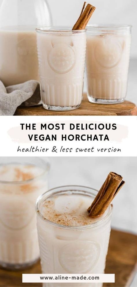 Authentic vegan horchata recipe with almond milk! This refreshing almond milk horchata version is healthier than its original, dairy-free, and lactose-free. #vegan #horchata #recipe #mexican Vegan Horchata Recipe, Dairy Free Horchata, Agua Horchata, Horchata Recipe Mexican, Healthy Horchata, Easy Horchata Recipe, Recipe With Almond Milk, Vegan Horchata, Almond Milk Drinks