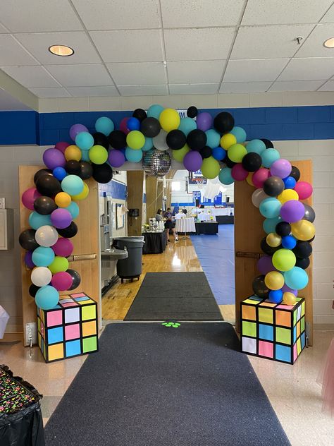 Math Night Decorations, School Game Night Decorations, Vbs Start The Party Decorations, Start The Party Vbs 2024 Decorations, Vbs Board Game Theme Crafts, Let’s Start The Party Vbs, 90s School Theme, Rally Decorations Ideas, Vbs Start The Party