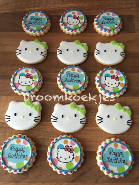 Hello kitty royal icing cookies Icing Cookies, Royal Icing Cookies, Royal Icing, Sugar Cookie, Hello Kitty, Happy Birthday, Kitty, Birthday