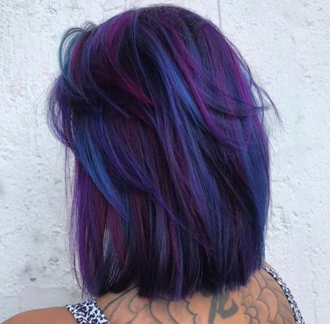 Vibrant Hair Color Ideas Summer, Dark Ombre Hair Color, Galaxy Hair Color, Ombre Hair Color Ideas, Dark Ombre Hair, Dark Ombre, Galaxy Hair, Bold Hair Color, Galaxy Colors