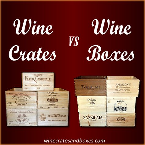 The Difference Between Wine Crates and Wine Boxes I've been selling original wine boxes and crates for nearly 12 years now, and I alwa... Wine Boxes Ideas Projects, Wine Crate Crafts, Wine Box Shelves, Wine Crate Diy, Wine Box Crafts, Wine Crate Storage, Bar Library, Wooden Wine Crates, Crate Crafts