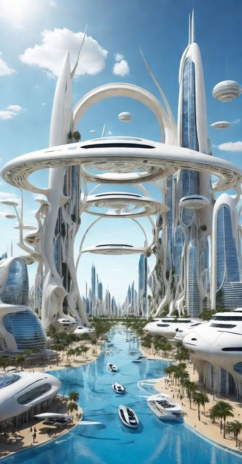 Beautiful Futuristic City, Modern Future City, Futuristic City Architecture, Future World Illustration, Fantasy Future City, Future City Illustration, Future Utopia, Futuristic Architecture Future City, Futuristic City Utopia