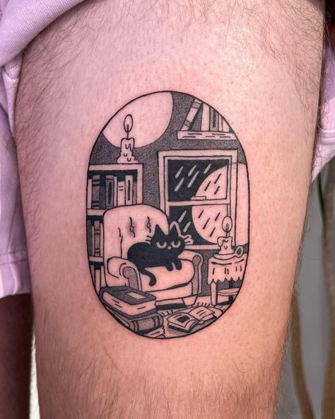 Adela (@shlorp.tats) • Instagram photos and videos Tarot Tattoo, Framed Tattoo, Black Cat Tattoos, Cat Frame, Tattoo Now, E Tattoo, Makeup Tattoos, Creative Tattoos, Pretty Tattoos