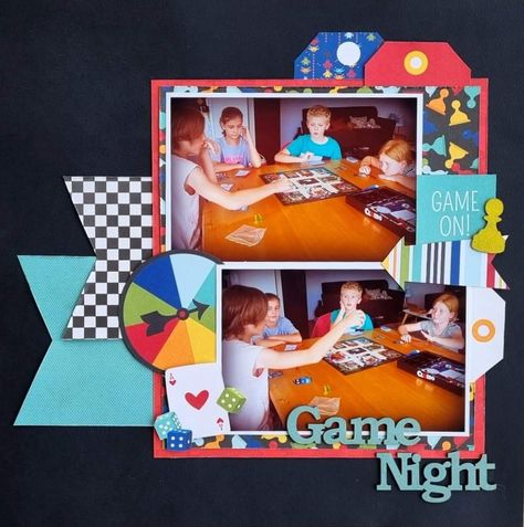 Game Night Scrapbook Layouts, Kiwi Lane Designs, Kiwi Lane, Ideas Family, Photo Scrapbook, Simple Stories, Layout Ideas, Scrapbooking Ideas, Game Night