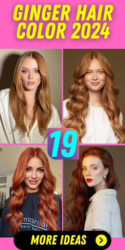 Ginger and Blonde Highlights for Diverse Hair Types in 2024: Ginger hair with blonde highlights is a versatile trend for 2024, suitable for a wide range of hair types, from straight to curly. This color combination works wonderfully on medium-length hair with curtain bangs or on long, straight hair. The blonde highlights add dimension and a modern flair to the ginger base, making it a stylish choice for both women and men. Ginger And Blonde Highlights, Hair Inspiration Dark, Fall Hair Inspiration, From Blonde To Brunette, Dark Strawberry Blonde Hair, Reddish Blonde Hair, Auburn Hair With Highlights, Dark Ginger Hair, Blonde To Brunette