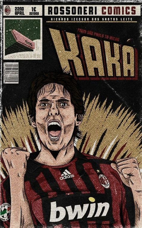 Ac Milan Poster, Football Comic Art, Retro Football Wallpaper, Ac Milan Wallpapers, Football Art Design, Ac Milan Retro, Football Comic, Football Artwork, Poster Football