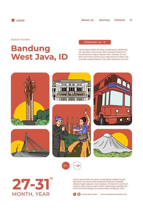 Indonesian Bandung tourism hand drawn illustration for social media post Tourism Design, Alfabet Font, Tourism Poster, Graphic Design Flyer, Social Media Infographic, Instagram Feed Inspiration, Social Media Design Inspiration, Graphic Design Lessons, Hand Drawn Illustration