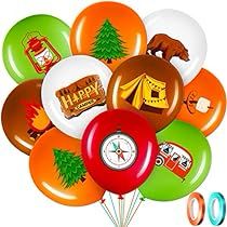 Party Balloons Decorations, Adventure Party, Camping Birthday Party, Balloons Decorations, Brown Ribbon, Balloon Kits, Balloon Kit, Camping Birthday, Camping Party