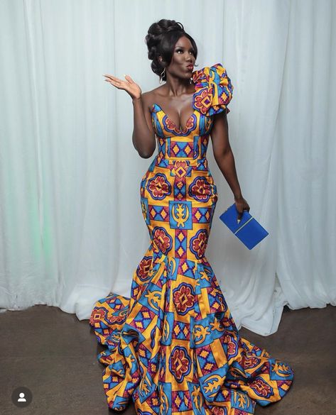 Long Dress African Print, Kente Wedding Dress, Dress For Black Women, Long Dress African, African Formal Dress, Ankara Prom Dress, African Prom Dress, African Luxury, Nigerian Dress